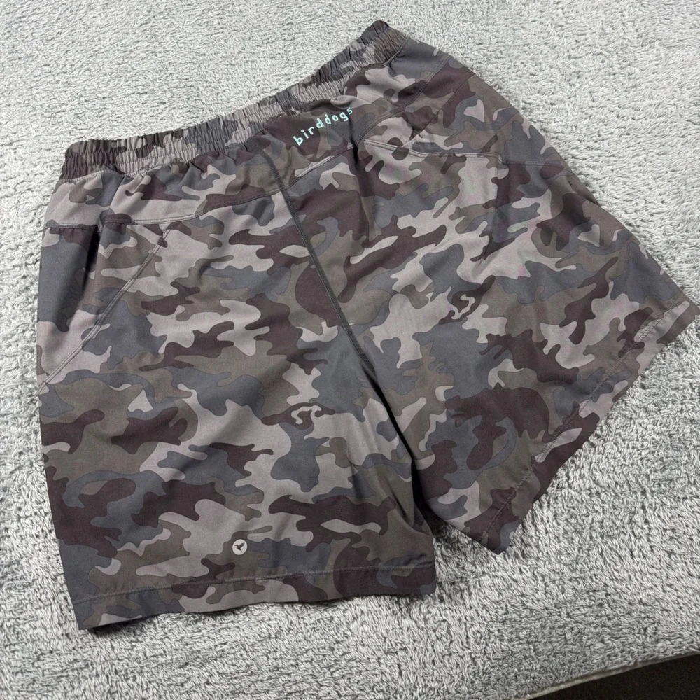 Birddogs Camo Performance Shorts Men Large Mint Lined Drawstrings Workout Athlet